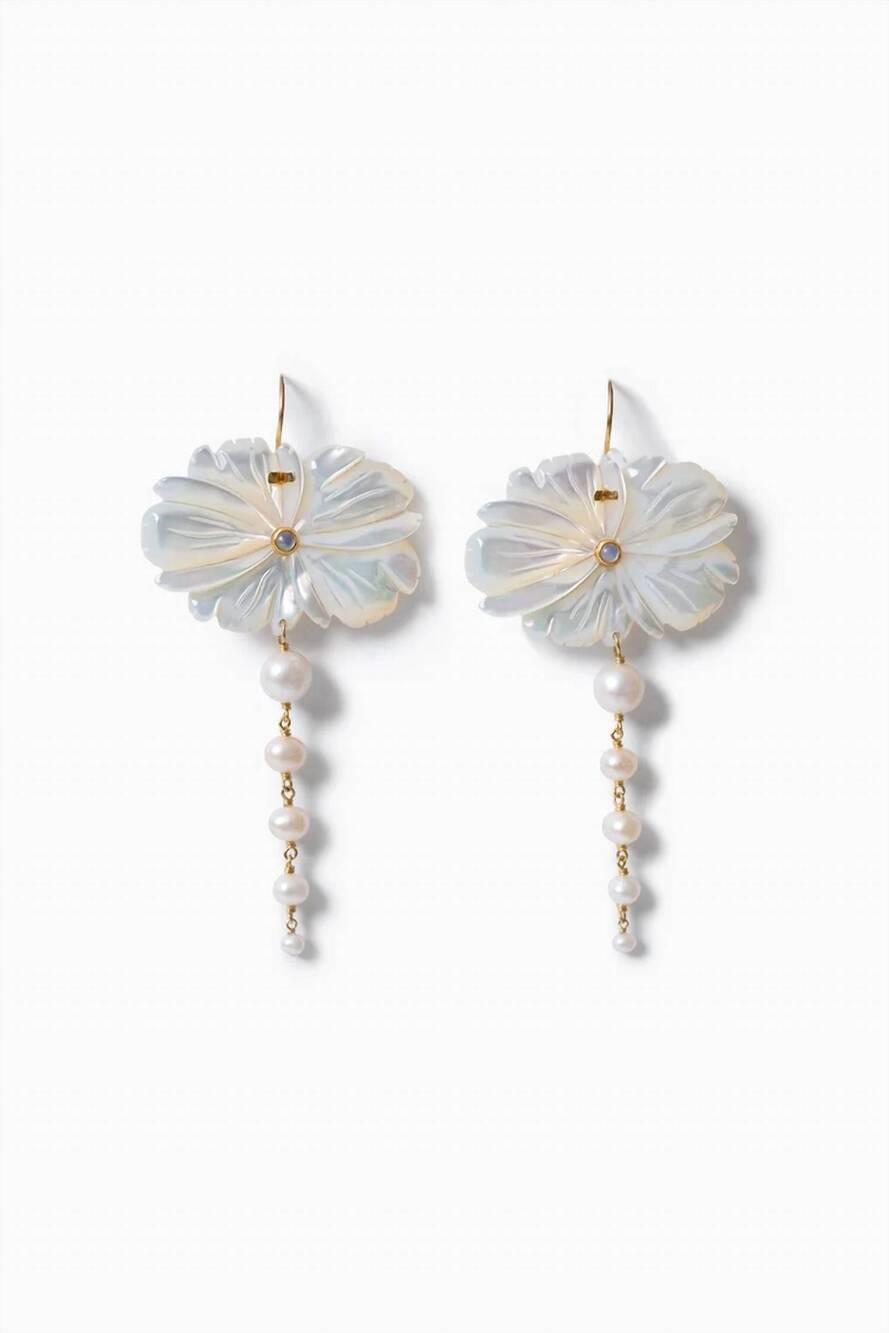 NEW CHAN LUU women's magnolia drop statement earrings in white mop
